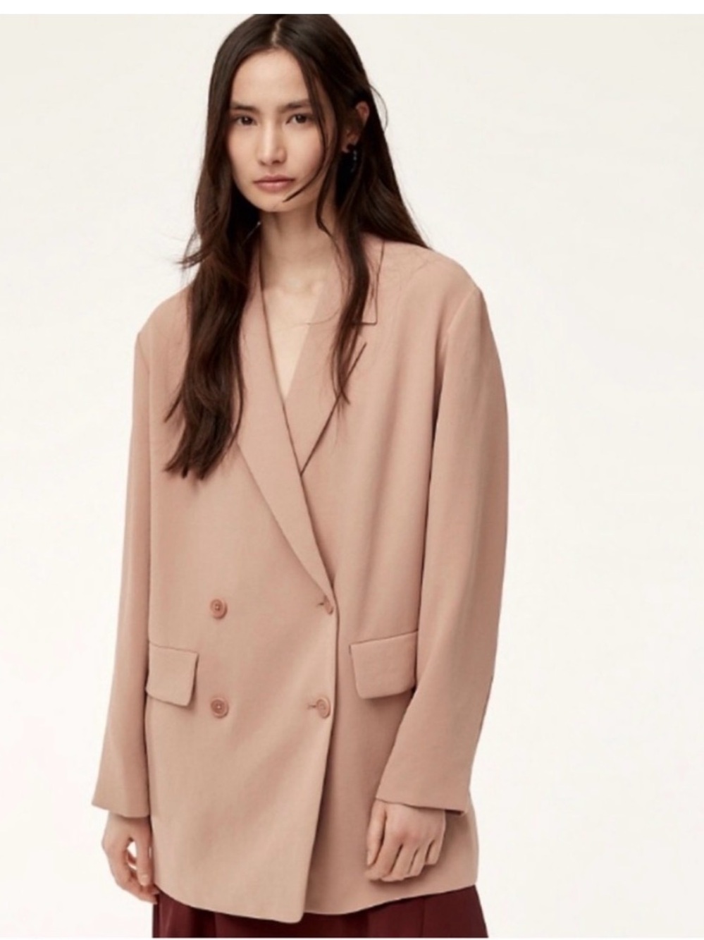 Wilfred Blush Double-Breasted Oversized Blazer